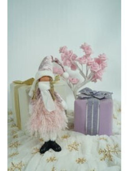 Ornament Păpușă De Crăciun Alista Home Roz Alb Textil 44 Cm