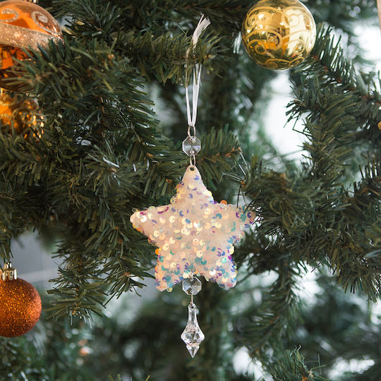 Decorațiune Stea Fulgi De Zăpadă Din Acrilic Iridescent Pentru Brad De Crăciun 12,5 Cm