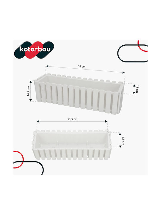 Rustic White Balcony Flower Box Railing 60 Cm