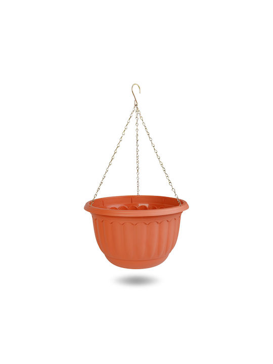 Lanț Ghiveci De Flori Din Plastic Culoare Teracotă Ø30 X 18 Cm Balcon Grădină