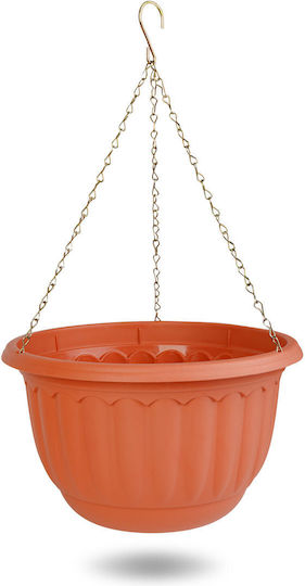 Lanț Ghiveci De Flori Din Plastic Culoare Teracotă Ø30 X 18 Cm Balcon Grădină