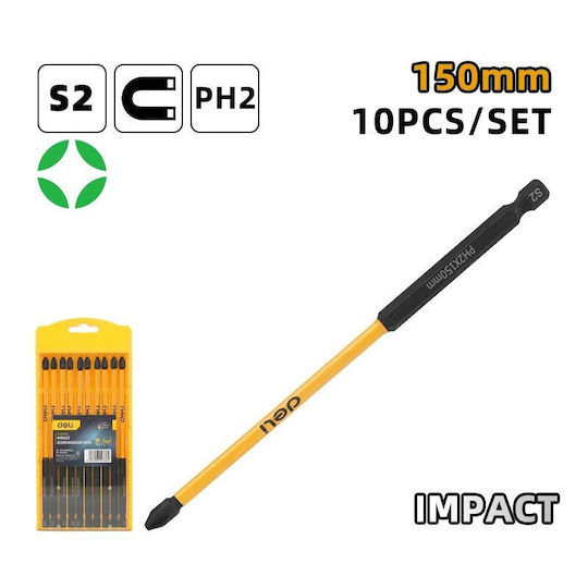 Set Long Impact Bits Ph2x150 Edl251150 10 Pcs
