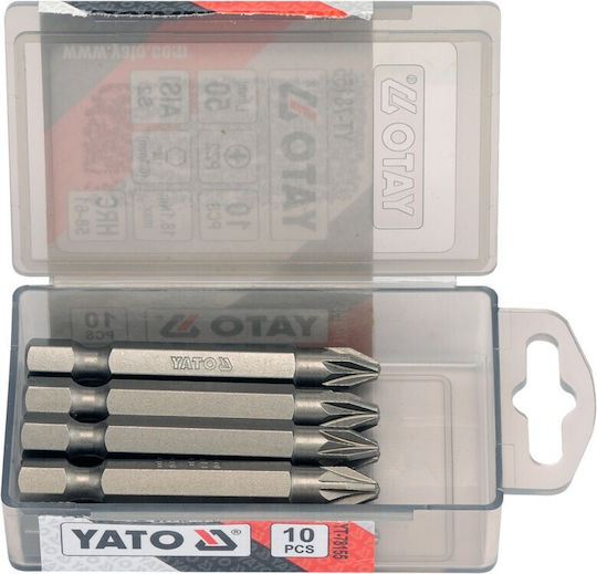 1/4" x 50 mm Pz2 Schraubendreher-Bits 10 Stücke Yt-78155 Yato