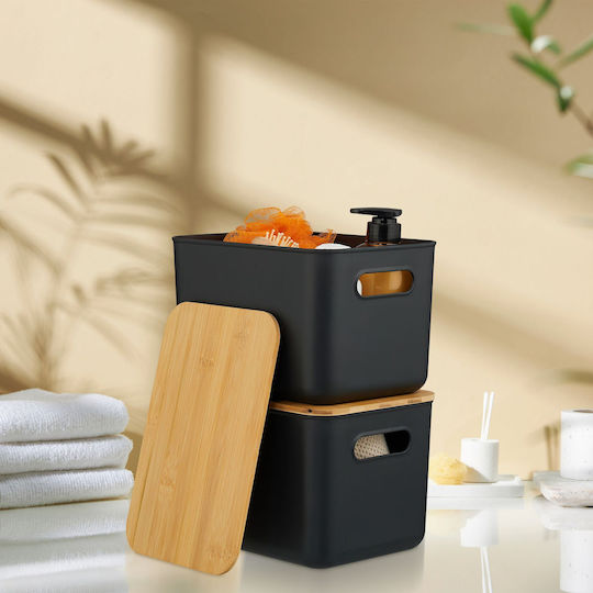 Relaxdays Plastic Storage Basket With Lid White