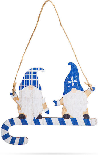 Blue Wooden Christmas Elf Decoration 15 Cm