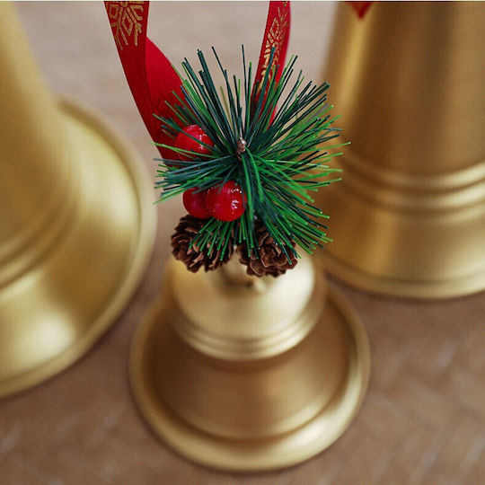 Clopoțel Metalic Flippy Pentru Bradul De Crăciun Decorativ Fundă Ramură De Pin Decorațiune De Crăciun 10 X 8 X 8 Cm Auriu