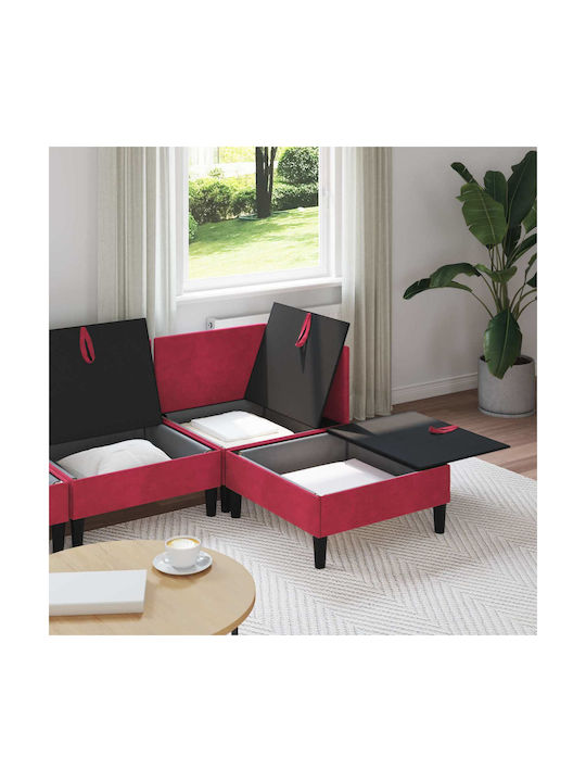 Ecksofa Samt mit Stauraum Rot 210x140x82cm