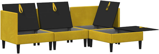 Ecksofa Samt mit Stauraum Gelb 210x140x82cm