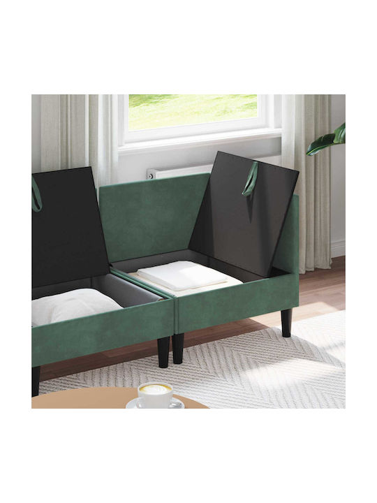Dreisitzer Samt Sofa mit Stauraum Blau 210x70x82cm