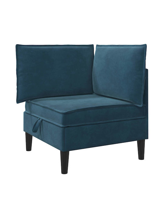 Four Seater Velvet Couch with Storage Space Blue 280x70x82cm