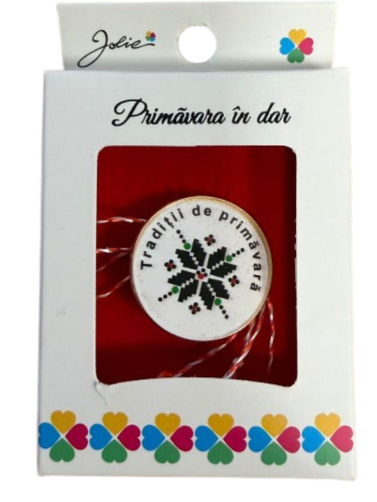 Small Brooch Martisor In Box Jolie Message Design Size 2.5-3 Cm Metal Material Traditional Round Model
