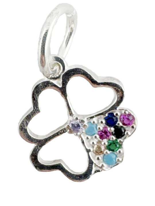 Pandantiv Argint 925 Jolie Femei Design Trifoi Mini Pietre Zircon 0,67 G 1 X 1 Cm Argint Colorat