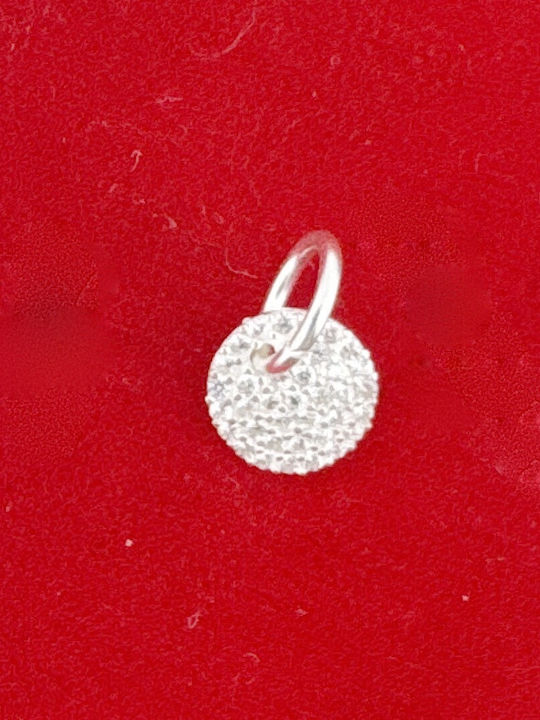 Pandantiv Argint 925 Jolie Monedă Femei Model Cristale Zircon Cubic 0,61 G Design Elegant Fin Culoare Argintie