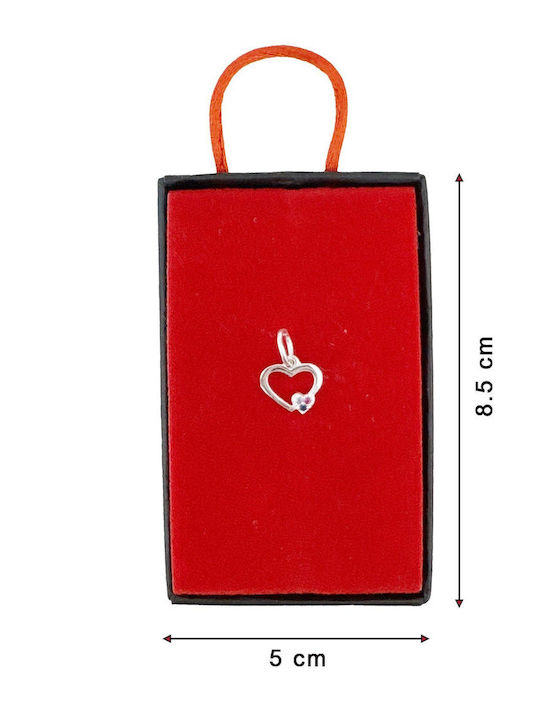 Pandantiv Argint 925 Jolie Femei Inima Contur Model Mini Zirconiu 0,52 G 1 X 1 Cm Argint