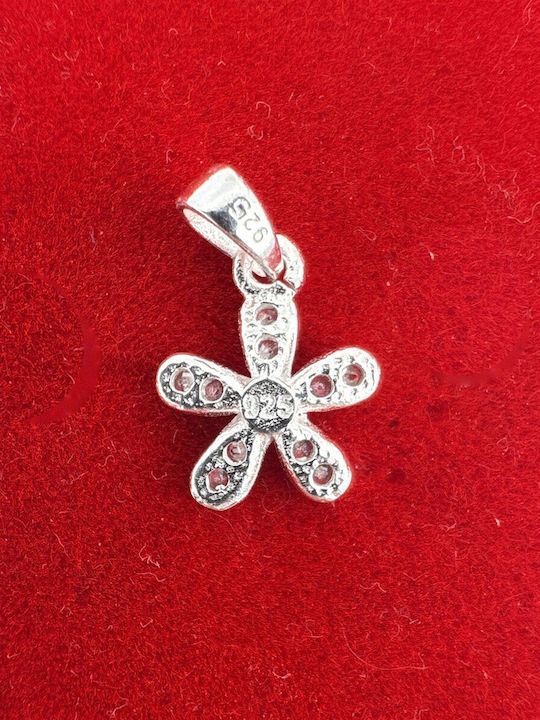 Pandantiv Argint 925 Jolie Femei Floare Model Pietre 0.5 G Design Elegant Fin Culoare Argintie