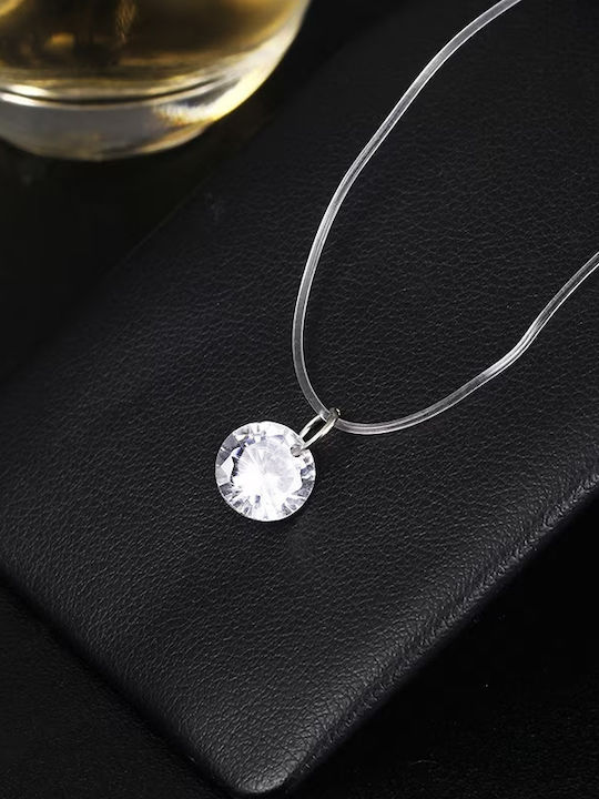 Transparent Silicon Thread Necklace Zirconium Crystal Silver
