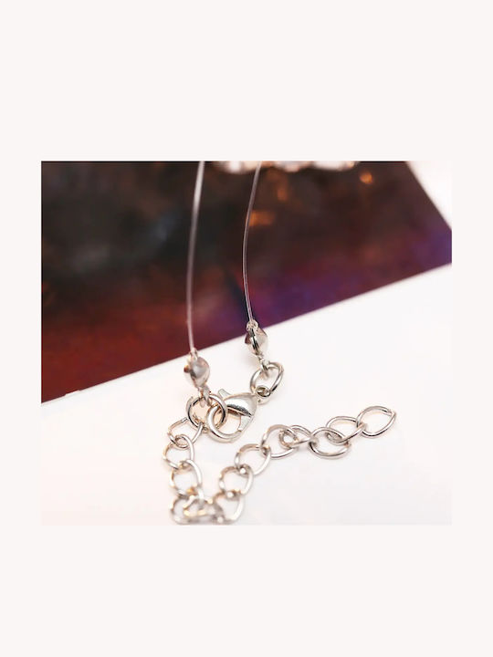 Transparent Silicon Thread Necklace Zirconium Crystal Silver