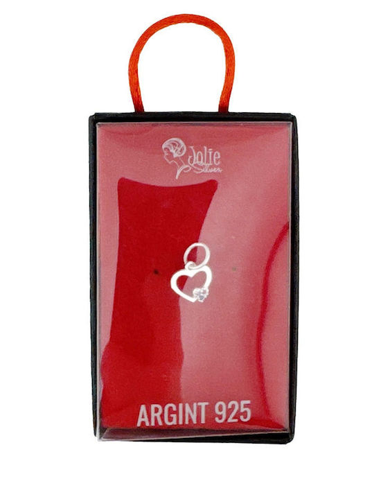 Pandantiv Argint 925 Jolie Femei Inima Contur Model Mini Zirconiu 0,52 G 1 X 1 Cm Argint