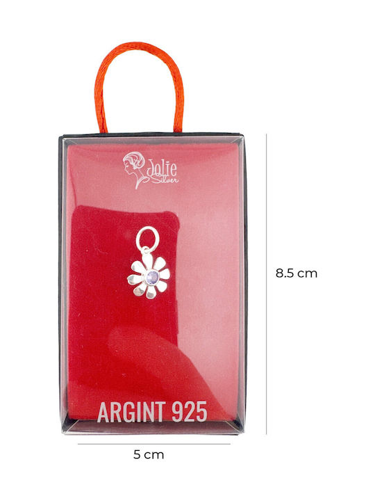 Pandantiv Femei Argint 925 Model Floare Jolie Piatra Violet 1g Argint