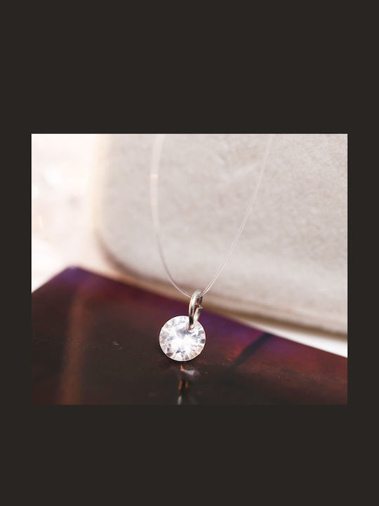 Transparent Silicon Thread Necklace Zirconium Crystal Silver