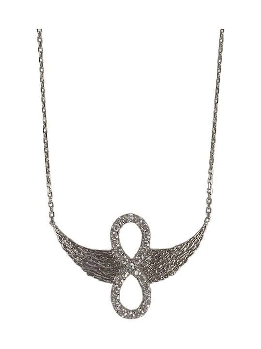 925 Silver Necklace Infinity Wings 40 Cm