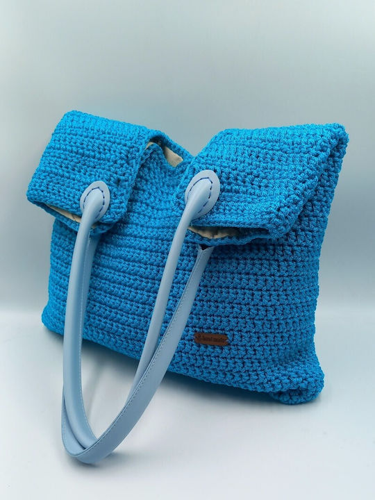 Leather Women's Tote Handbag Light Blue