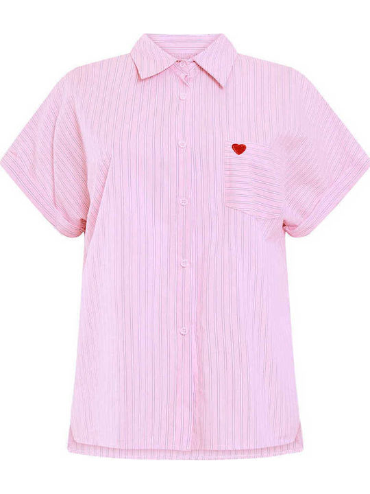 Celestino Women's Striped Shirt Pocket Pink