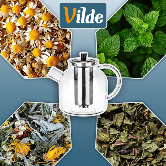Vilde Τσαγιέρα με Φίλτρο Γυάλινη Διάφανη 1200ml