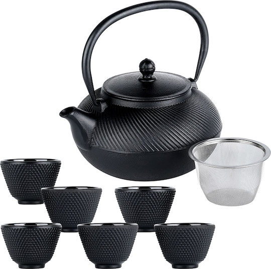 Vilde Tea Set with Mug and Filter Cast Iron Black 1000ml 8 Pieces