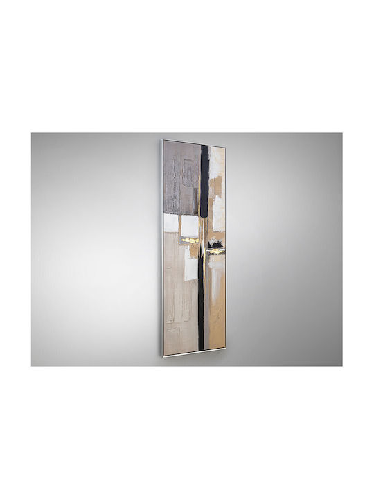 Acrylic Painting Confines 145x50 Silver Frame White Grey Ecru Brown Black Beige Multicolored Gold