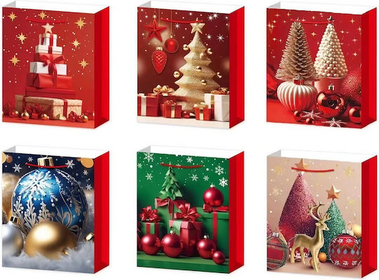 Alista Home Geantă Hârtie Crăciun Pentru Cadou 18.5x8.5x22.5cm 6 Bucăți (Desene Și Modele Diverse)