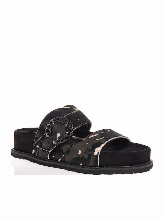 Дамски Кожени Анатомични Сандали Flatforms Черни
