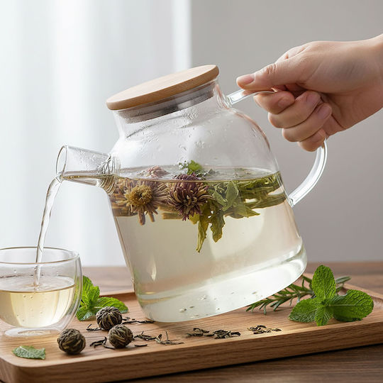Relaxdays Teapot with Filter Glass Transparent 1800ml