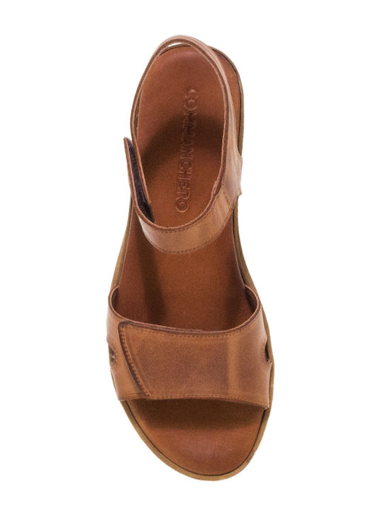 Leather Women's Flat Sandals Flatforms Brown