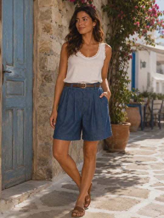 Γυναικεία Μπλούζα Βαμβακερή Αμάνικη Λευκή