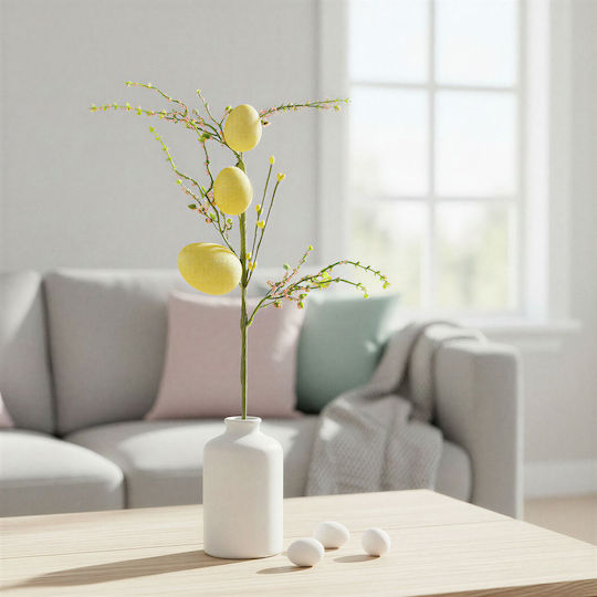 Easter Decorative Branch Shiny Yellow Eggs 40x16 Cm