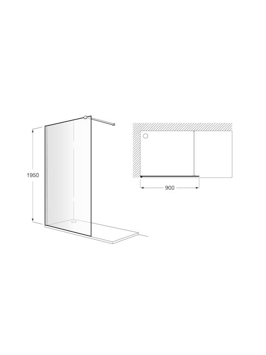 Roca Duschkabine mit Schiebetür 90x195cm Klarglas