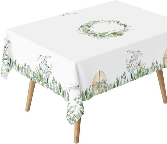 100% Cotton White Tablecloth Leaves 140x180cm Gizmo