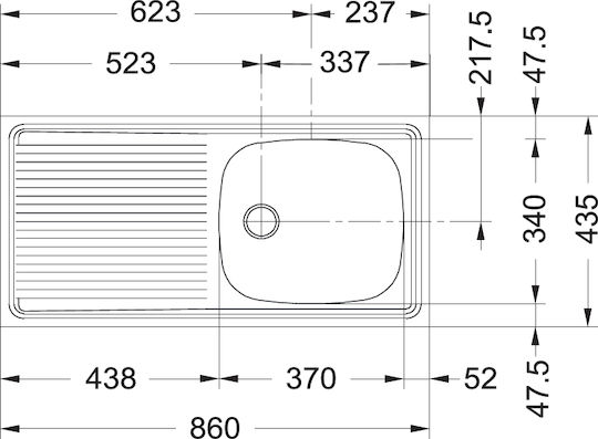 Franke Easy 611 Ένθετος Inox Σατινέ Μ86xΠ43.5cm Ασημί
