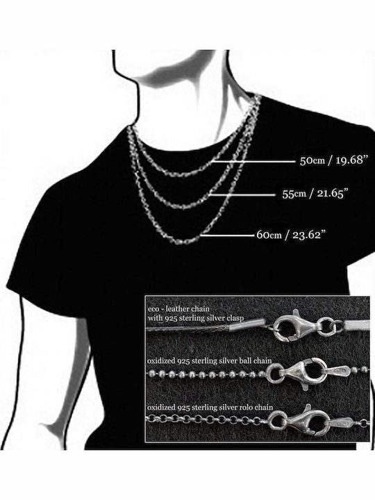 Men's Pendant Mask Diving Handmade Silver 925 Chain Bead 55cm