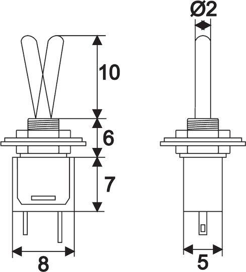 Set 5 Comutatoare On Off Tip Balansoar 250v 1a Mini Comutator Cu Manetă 10 Mm Set 5 Bucăți
