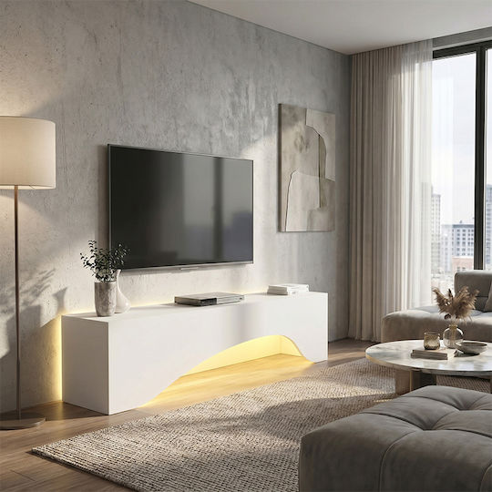 Елемент За Телевизор Mara с LED Осветление Бял М150xД31.4xВ40cm