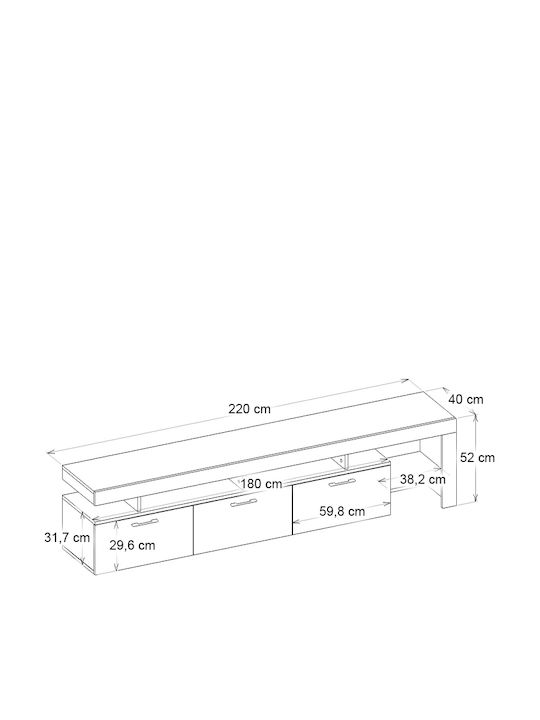 TV-Ständer Acnes Travertine M220xP40xH52cm