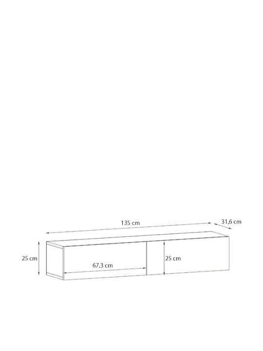 TV Stand Aristo from Metal & Wood with LED Lighting Travertine L135xW31.6xH25cm