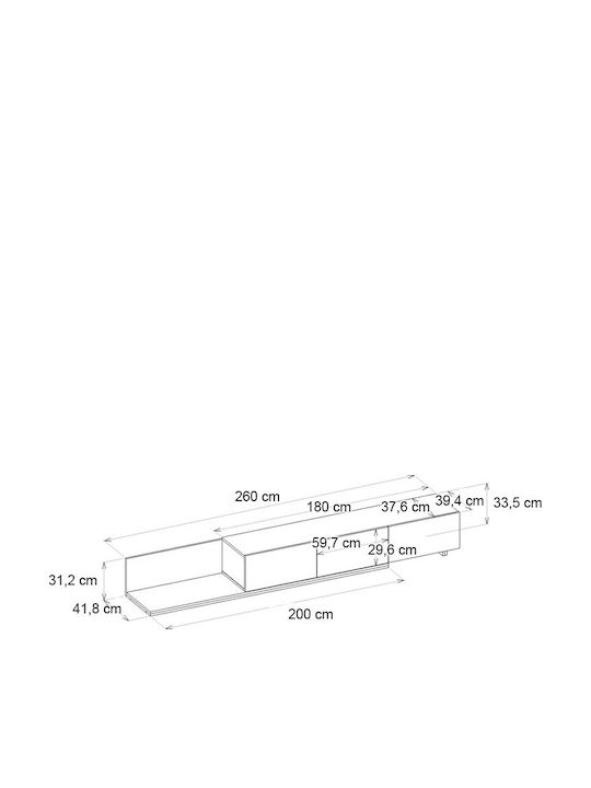 TV-Ständer Enstey Schwarz M260xP41.8xH33.5cm