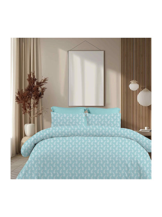 Astron Italy Vivian King Size Bed Sheets Set With Rubber Hugger 260x280cm Petrol Blue 4 Pieces