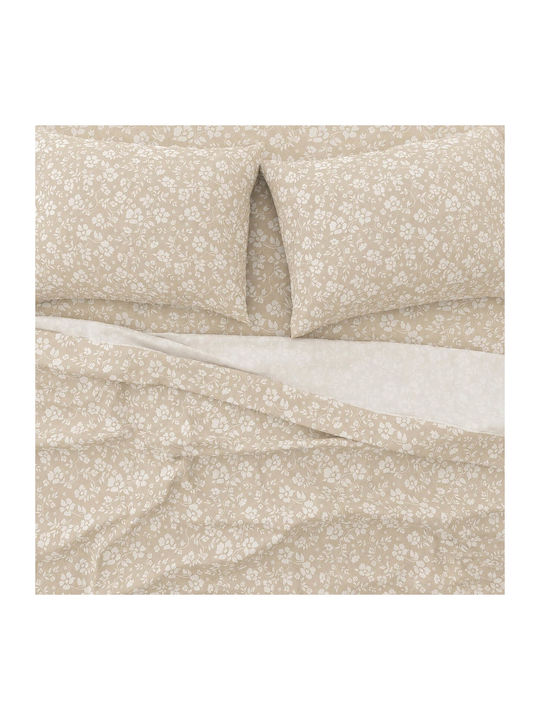 Astron Italy Emily King Size Bed Sheets Set With Rubber Hugger 260x280cm Beige 4 Pieces