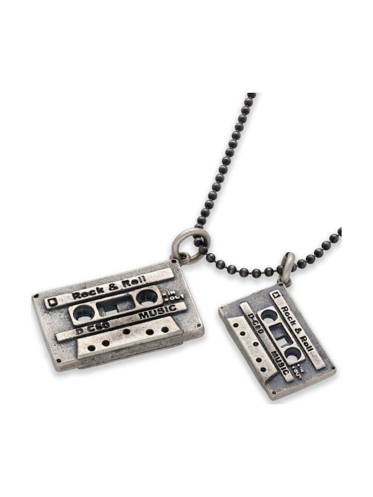 Men's Pendant Casette Handmade Silver 925 Chain Roll 50cm