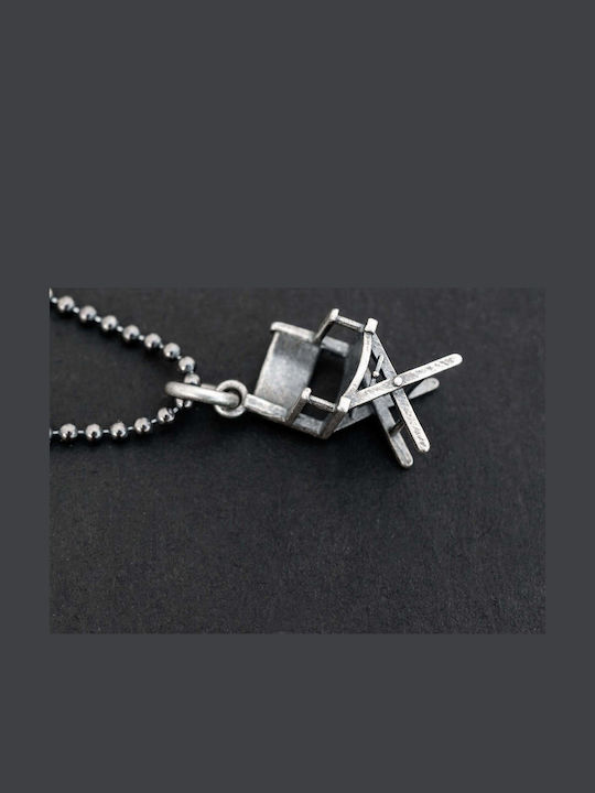 Emmanuela Handcrafted Für Euch Herren Halskette Sessel Regisseur Handgefertigt Silber 925 Kordel Technoleder 55cm