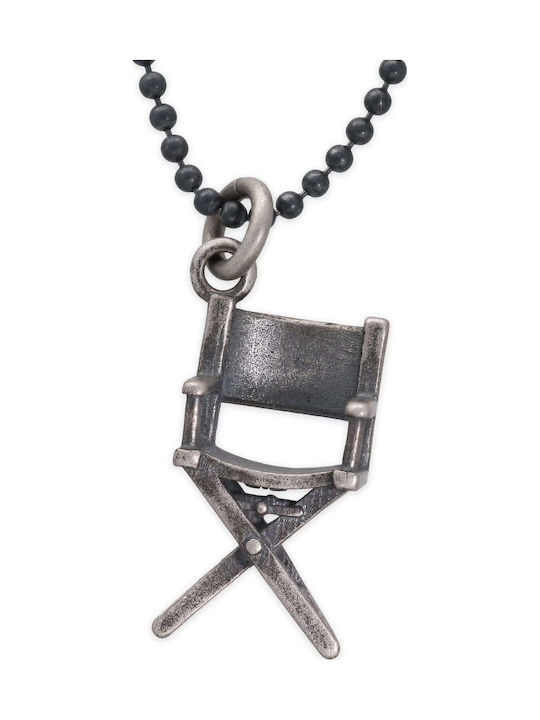 Emmanuela Handcrafted Für Euch Herren Halskette Sessel Regisseur Handgefertigt Silber 925 Kordel Technoleder 55cm